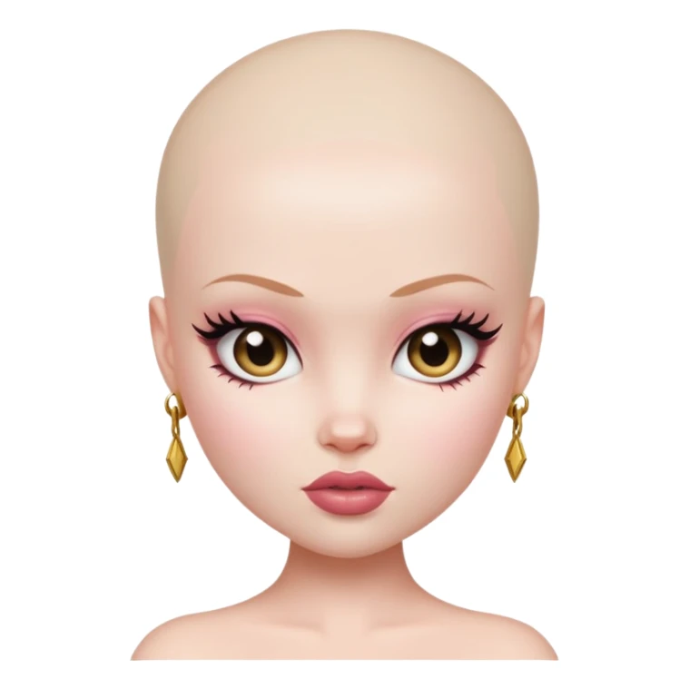 pretty bratz baddie, bald, pale skin sticker