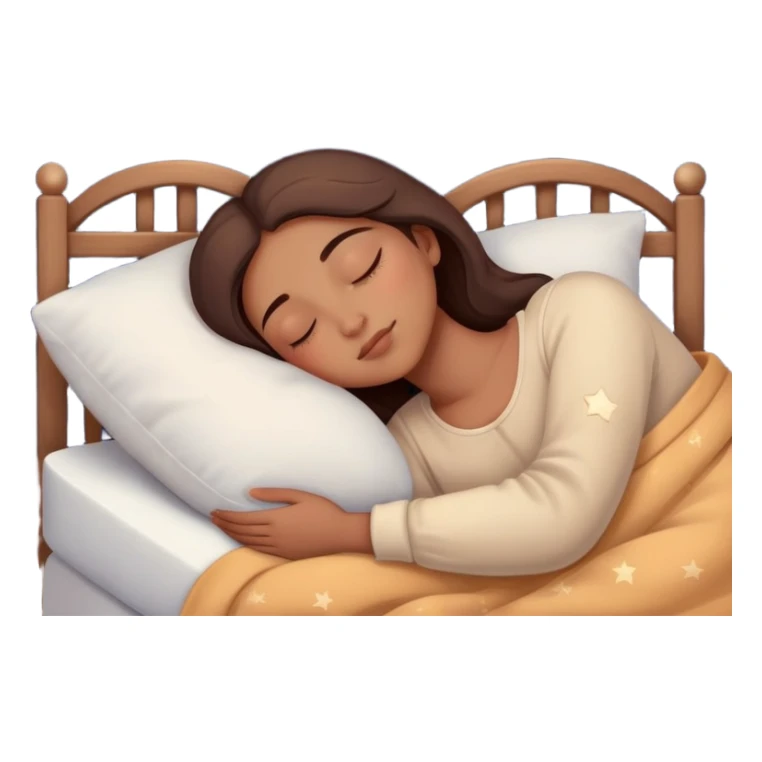 a person sleeping peacefully in bed with a moon and stars, calm and cozy sticker