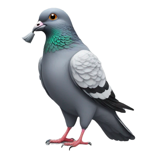 pigeon with brush in mouth sticker