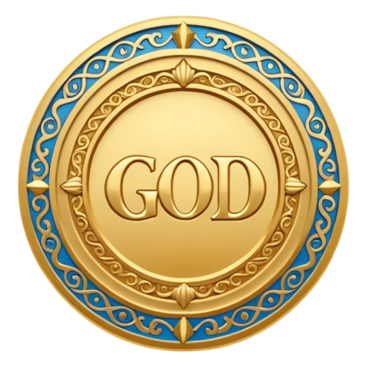 The name of God is repeated in a circle.  sticker