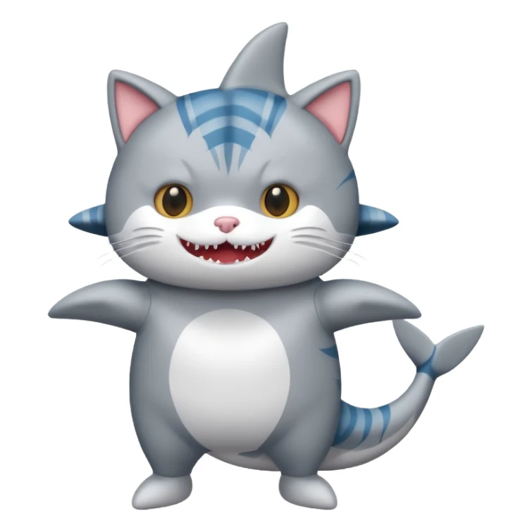 cat wearing shark costume sticker