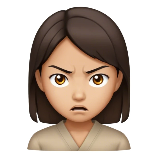 Brunette Asian girl waking up angry  sticker