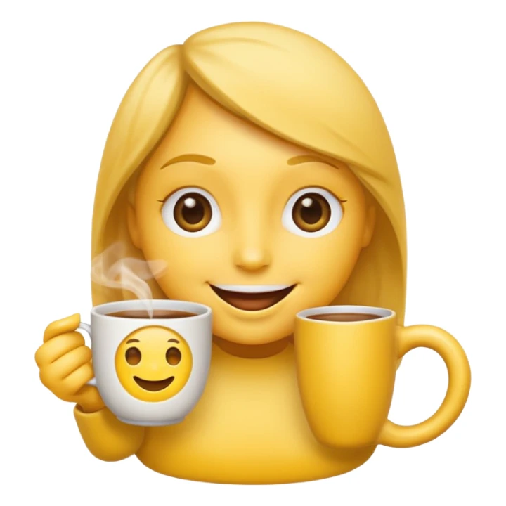yellow emoji face, wide side eye, sipping tea sticker