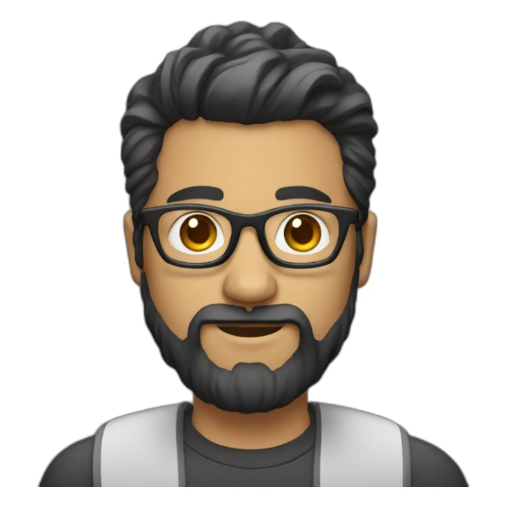 software engineer with glasses and beard with hair tied back sticker