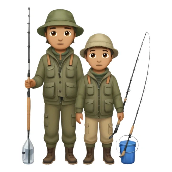 Father and son in fishing gear are cold full body sticker