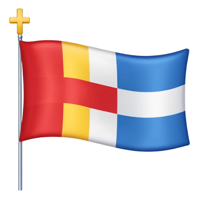 create a flag where the layout is like georgian one big cross for corner. the big cross i want is yellow and top right blue too left red bottom right red bottom left blue a big cross in the middle but iinside the flag not some other. just create georgian flag but the collors as i sayd sticker