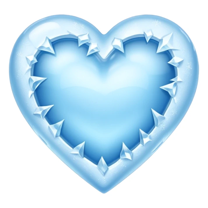 a solid ice blue heart covered in frost as though it was frozen. sticker
