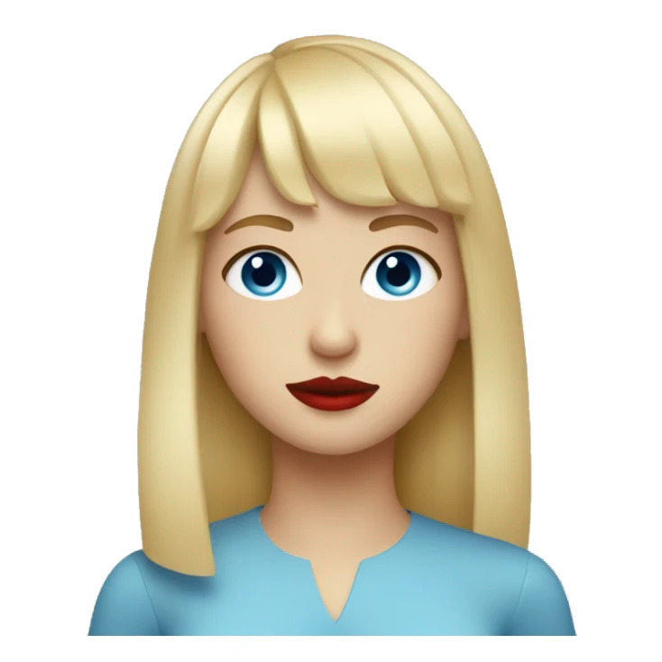 blonde girl with bangs blue eyes and red lips sticker