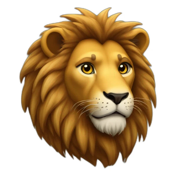 Lion fourrure jaune crinière brune qui sourit  sticker