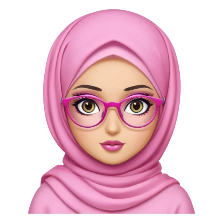 hijabi, pink glasses, pretty eyes, pretty makeup, pretty bratz baddie sticker