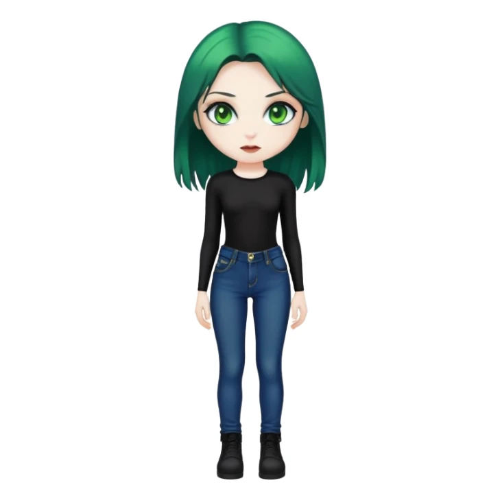 green eyed goth girl in bodysuit and jeans sticker
