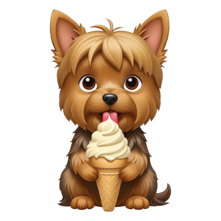 Yorkshire terrier eating icecream sticker