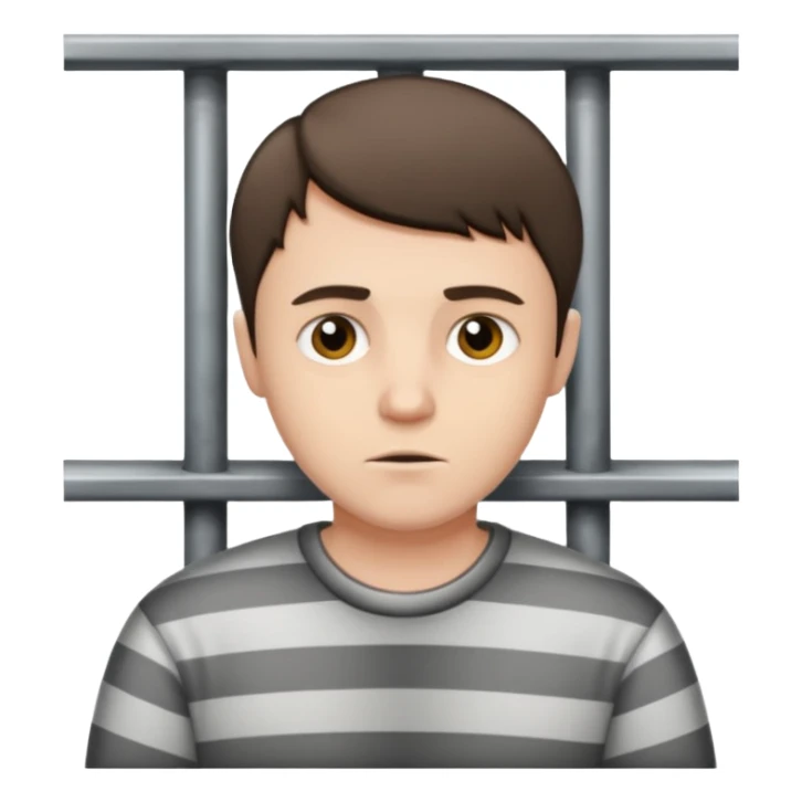 Pale Brunette man with short hair in jail  sticker