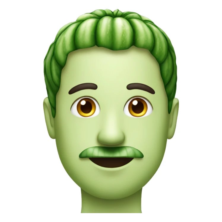 a man with a cucumber on his nose sticker