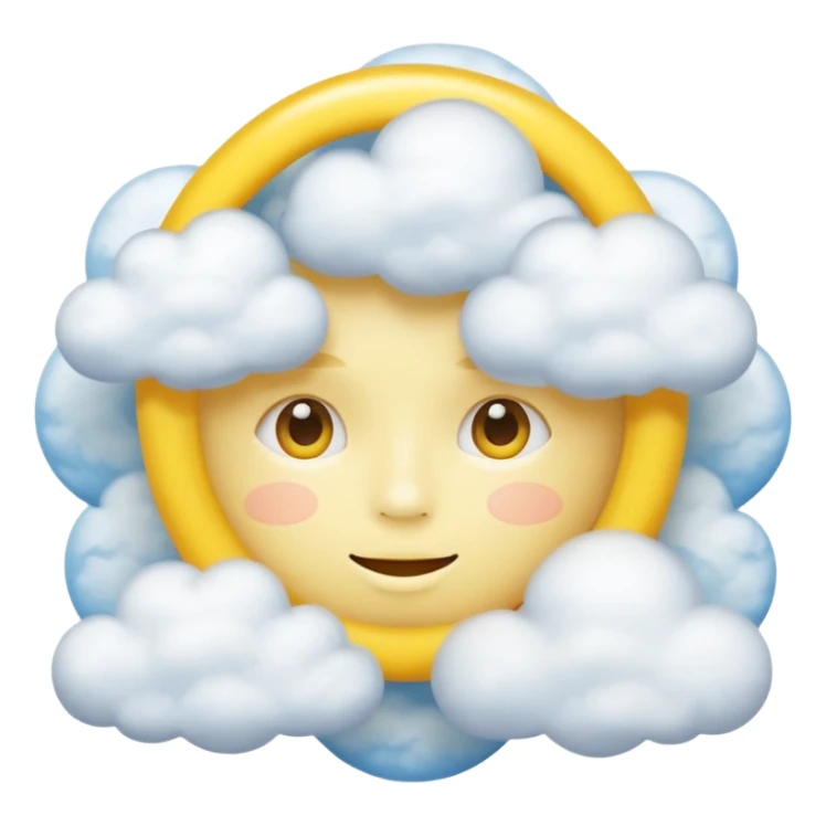 zoned out yellow circle face with clouds floating around its head as if you are spaced out sticker