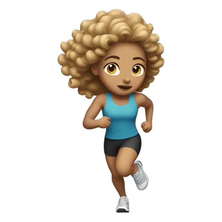 Running woman light skin with curly hair  sticker