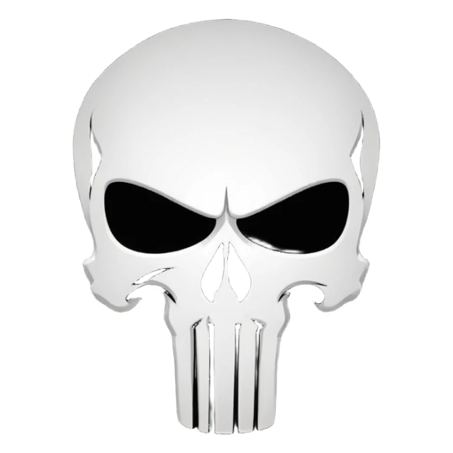 Punisher skull logo, white skull on black background sticker