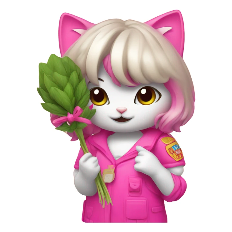 Hello kitty cat girl with hot Pink herb nugget sticker