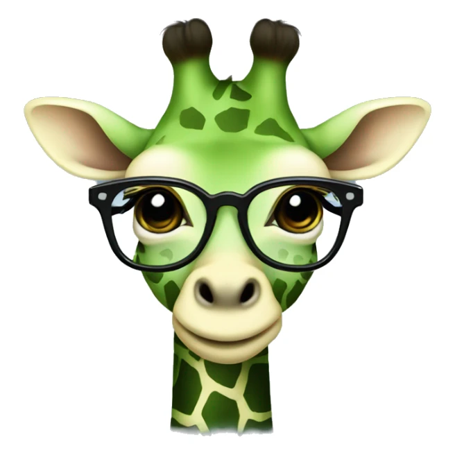 Green baby giraffe wearing black frame eyeglasses  sticker