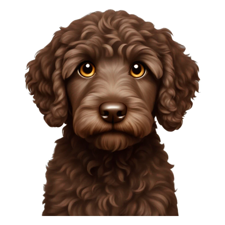 Dark brown Australian labradoodle puppy with hazel eyes sticker