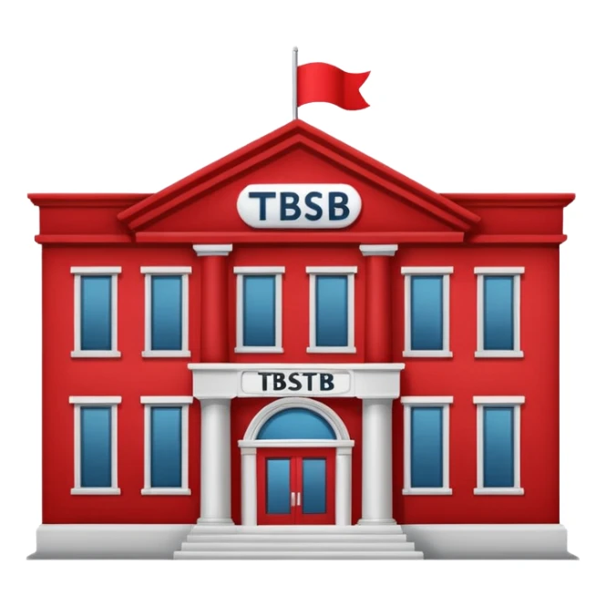 A bank with red building and labeled the "TSB", not "TBSB", on the building sticker