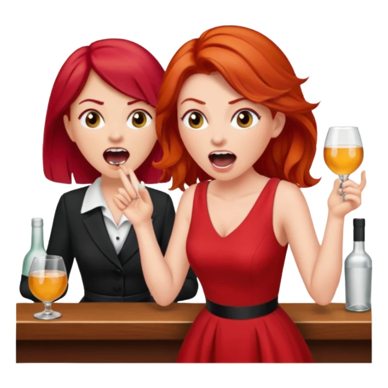 A raid haired woman yelling at a bartender sticker