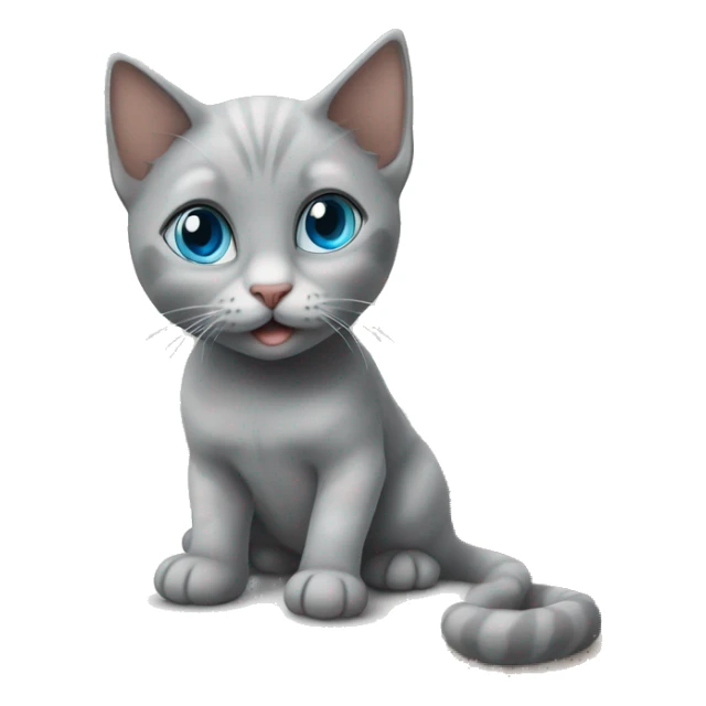 grey kitten blue eyes sitting on the table with woman sticker
