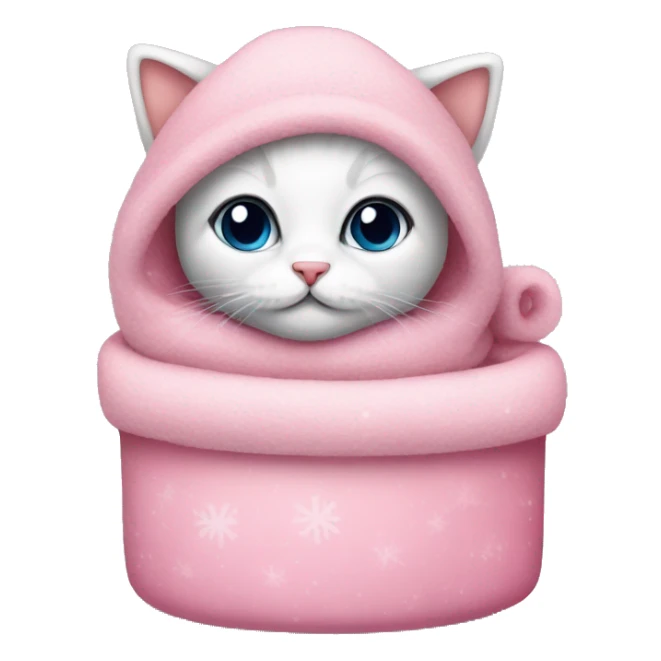 Cozy Christmas kitten wearing pink sticker