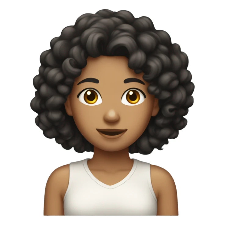 tan girl with black curly hair  sticker