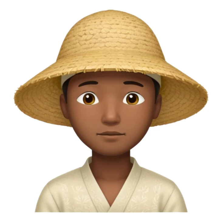 Asian guy with a rice hat, eyes more closed sticker