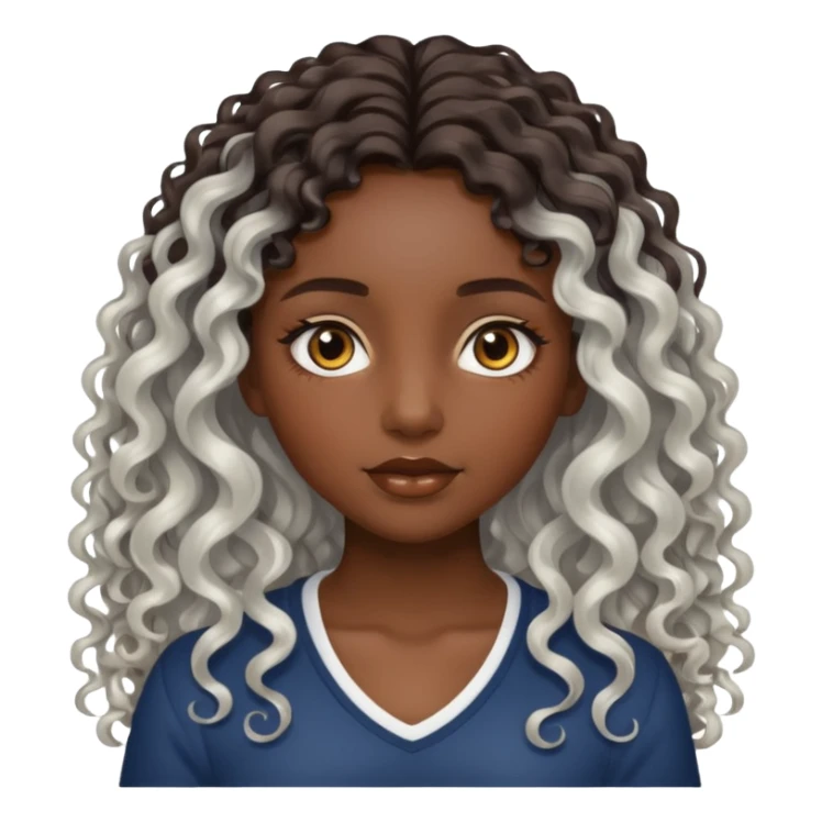 dark skinned girl with long curly hair with platinum highlights sticker