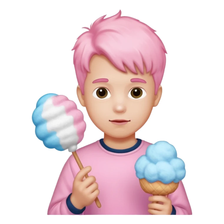 cotton candy holding male kid sticker