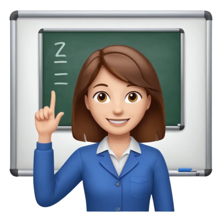 Happy instructor female brown hair whit board sticker