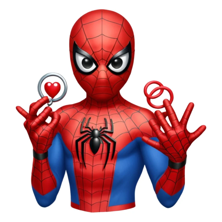 Spiderman qui met une bague a hello kity sticker
