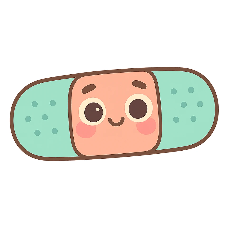 bandage with soft pastel colors, adorable face, pastel toon style sticker