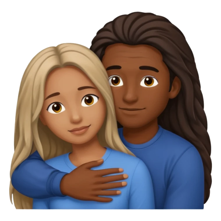 dark skin girlfriend hugs mixed boyfriend with long hair  sticker