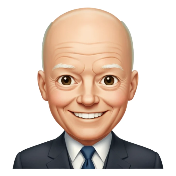 President Dwight D. Eisenhower with his characteristic smile and bald head, wearing a suit and tie sticker