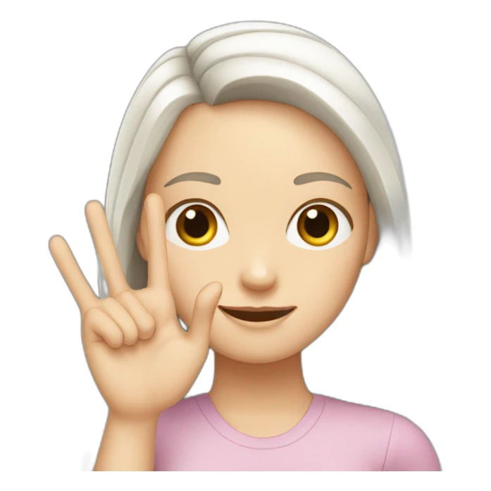 white girl showing three fingers on one hand sticker