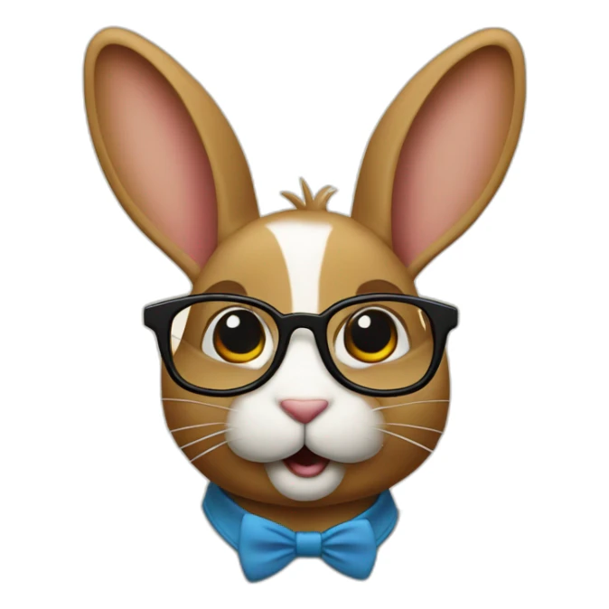 Lapin avec des lunettes qui fait ses devoirs sticker