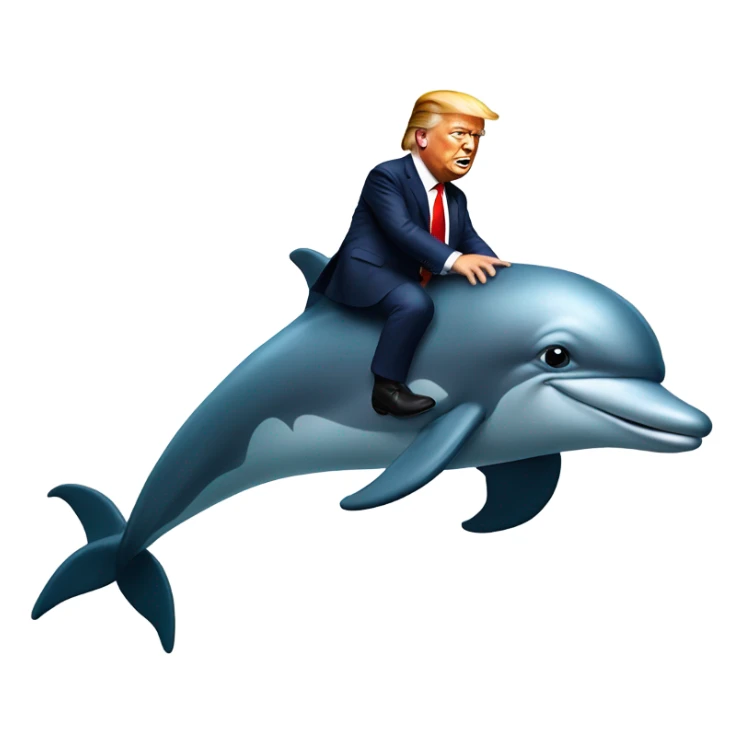 Donald trump riding a dolphin  sticker