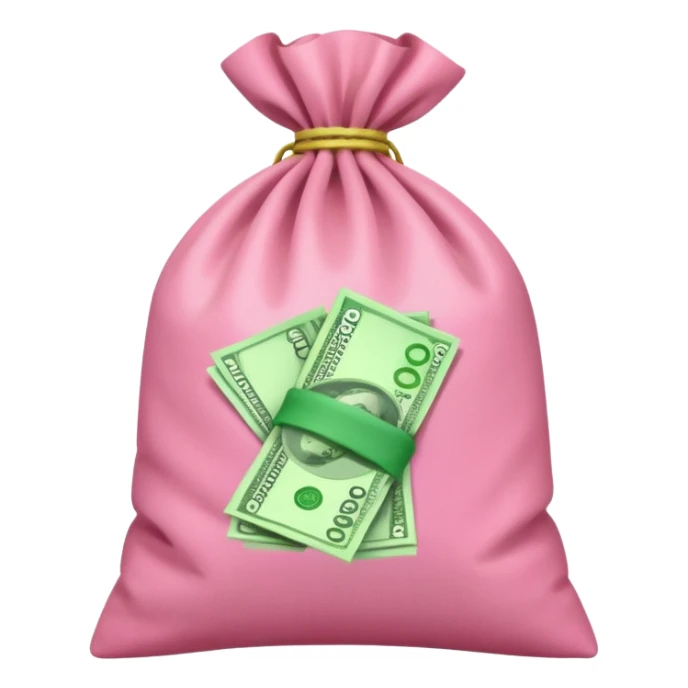  Green Australian $100 long rectangle money overflowing in a pink sack sticker