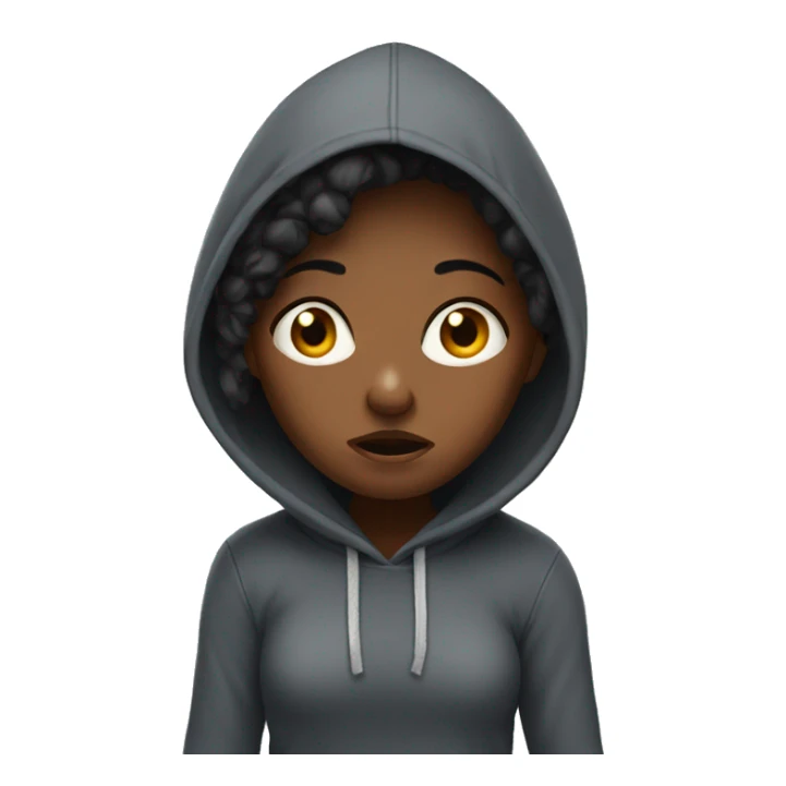 Black girl wearing a hoodie and scared  sticker