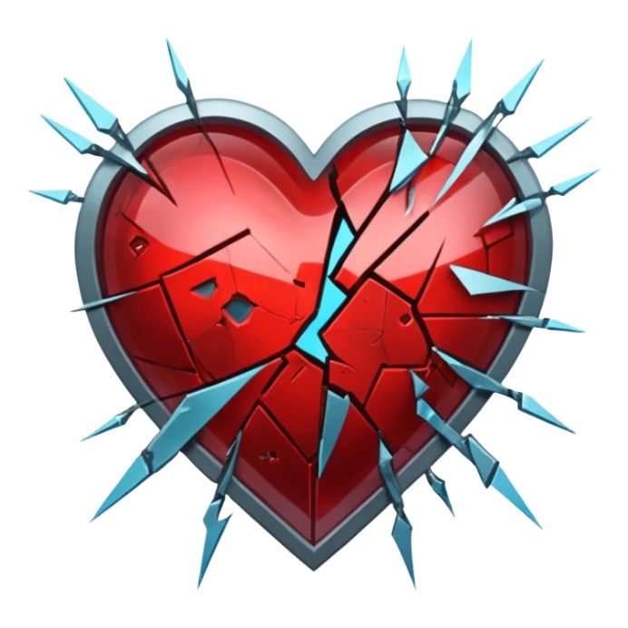 bloody broken heart for cyberpunk augmented reality overlay holographic sticker