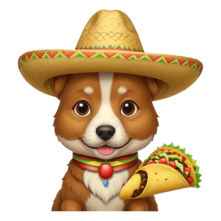 A Italian dog with sombrero and taco sticker