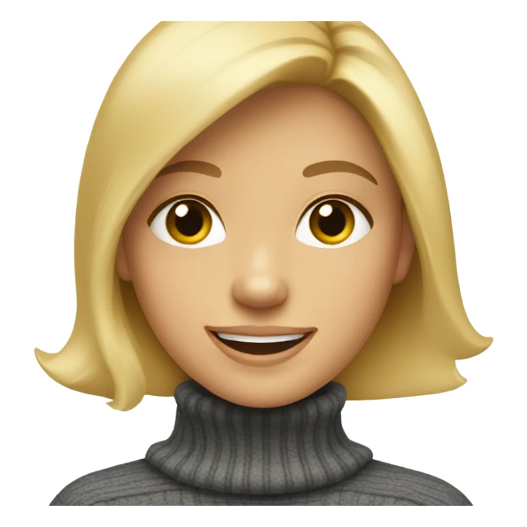 Blond happy girl in turtleneck sweater sticker