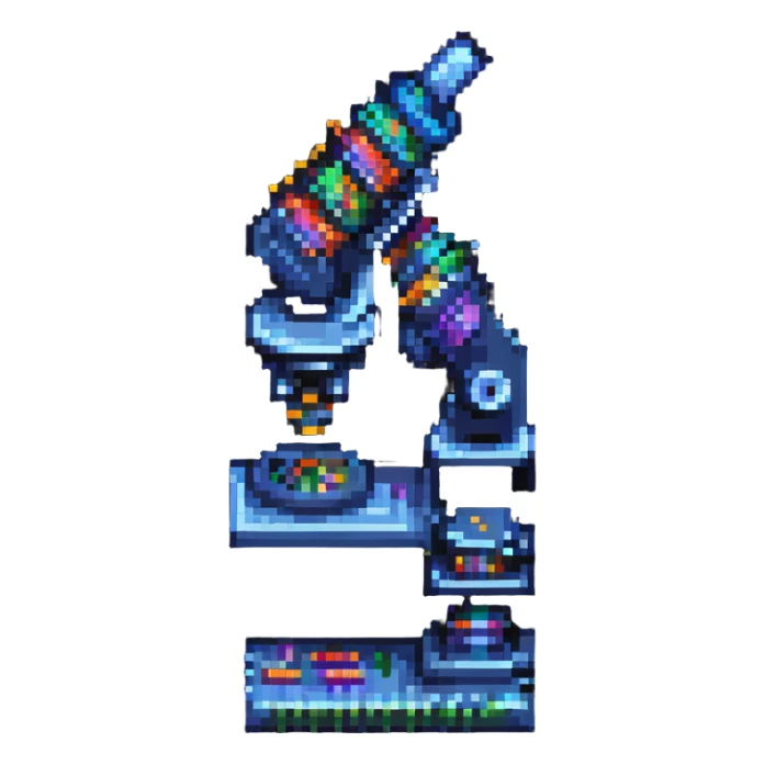 microscope with DNA pixel art sticker