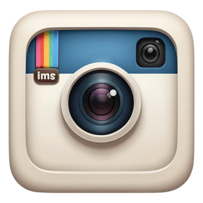 A hand-drawn doodle in a minimalist, cartoon style of a [instagram]. The object is white with thick, rough, black marker outlines and two small black dot eyes. It is a simple sketch with no realistic textures, centered on a solid [blue] circular background." sticker