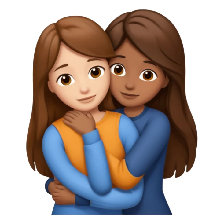 2 long brown hair best friends sticker