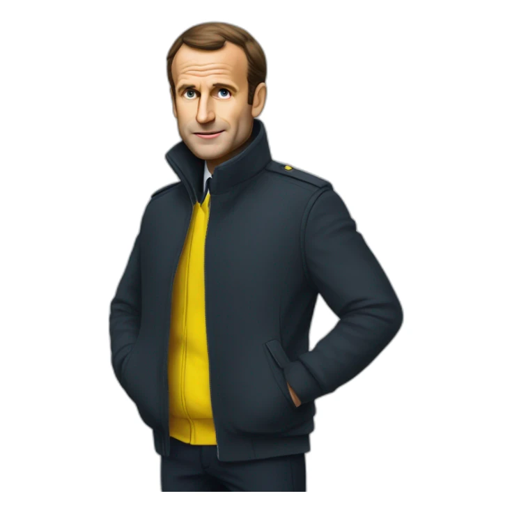 macron qui porte un gilet jaune sticker