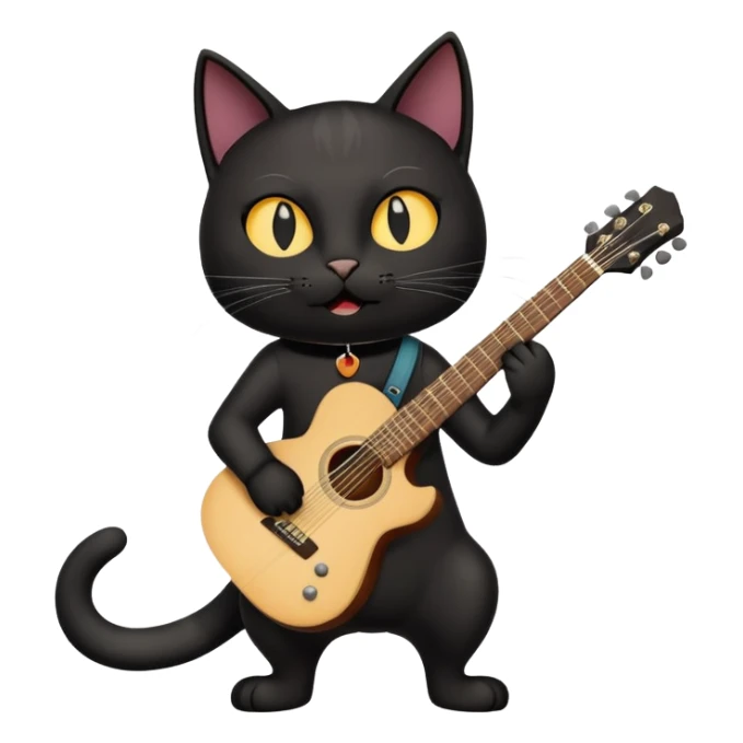 A black cat having a guitar and rocking out sticker
